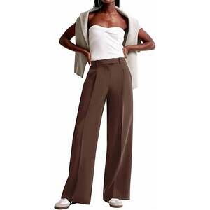 NEW NIMIN wide leg high waisted business casual work trousers in dark brown
